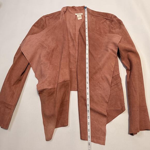 Sundance Jacket Womens 4 Blush Pink Suede Waterfall Drape Open Front Peplum - Picture 6 of 9